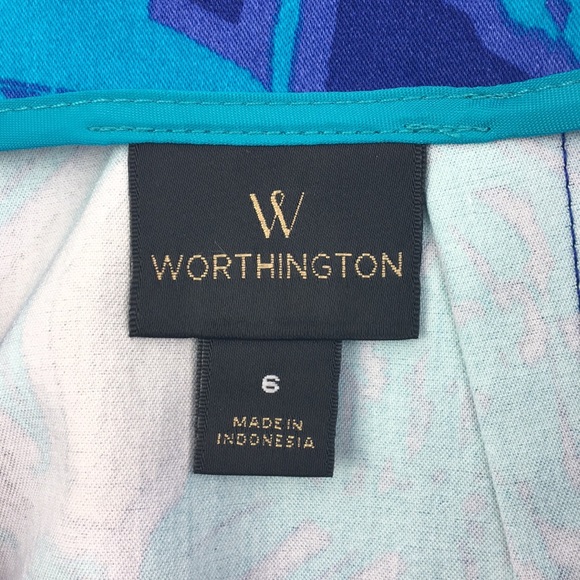 Worthington Skirt Size 6 Floral Blue Straight *Q - Picture 3 of 4